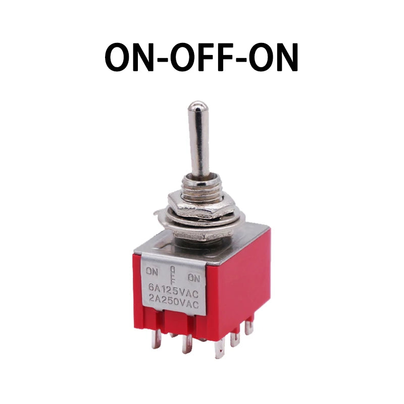 2Pcs 6mm Switches Miniature Toggle Switch Single Pole Double Throw Mini Waterproof Cap Micro Electronic Gadgets ON-OFF-ON 6A