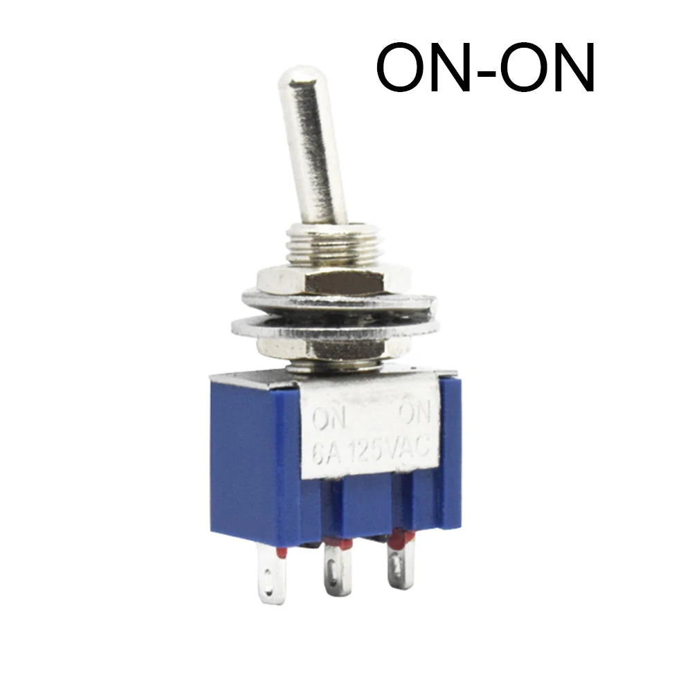 2Pcs 6mm Switches Miniature Toggle Switch Single Pole Double Throw Mini Waterproof Cap Micro Electronic Gadgets ON-OFF-ON 6A