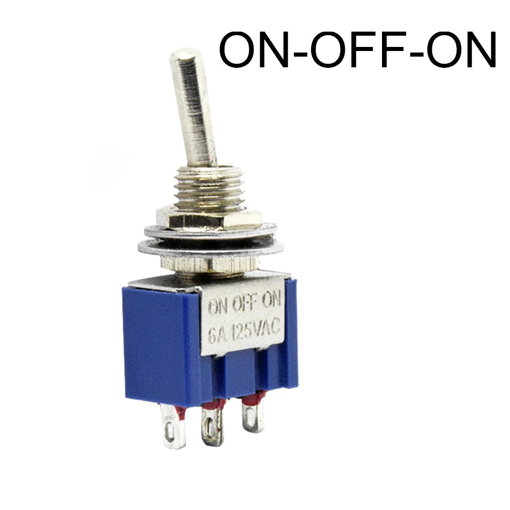 2Pcs 6mm Switches Miniature Toggle Switch Single Pole Double Throw Mini Waterproof Cap Micro Electronic Gadgets ON-OFF-ON 6A