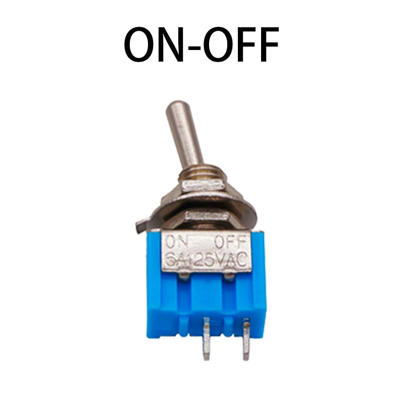 2Pcs 6mm Switches Miniature Toggle Switch Single Pole Double Throw Mini Waterproof Cap Micro Electronic Gadgets ON-OFF-ON 6A
