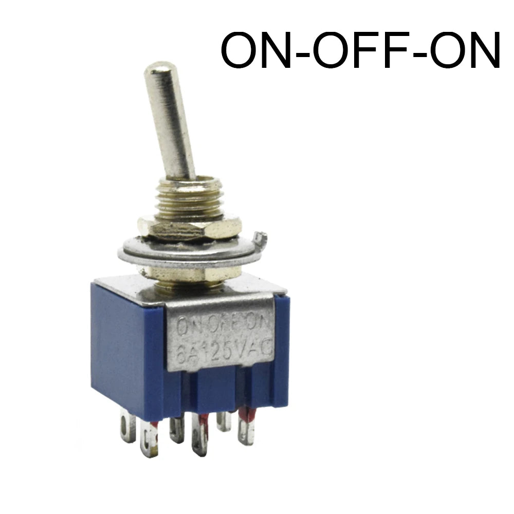 2Pcs 6mm Switches Miniature Toggle Switch Single Pole Double Throw Mini Waterproof Cap Micro Electronic Gadgets ON-OFF-ON 6A