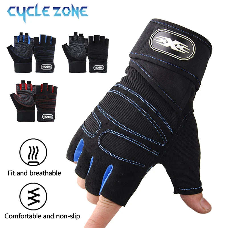 Cycling Half Finger Gloves Anti-Slip MTB Bike Gloves Outdoor Fitness Heavyweight Training Fingerless Gloves Cycling Equipment