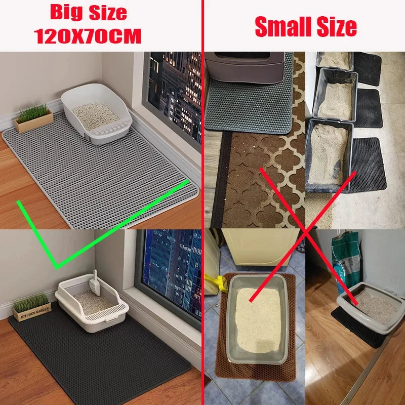 Cat Litter Mat,Double Layer Pet Non-slip Large Litter Filter Mat,Wear-resistant Waterproof Litter Cat Mat,Cat Box Use Pad
