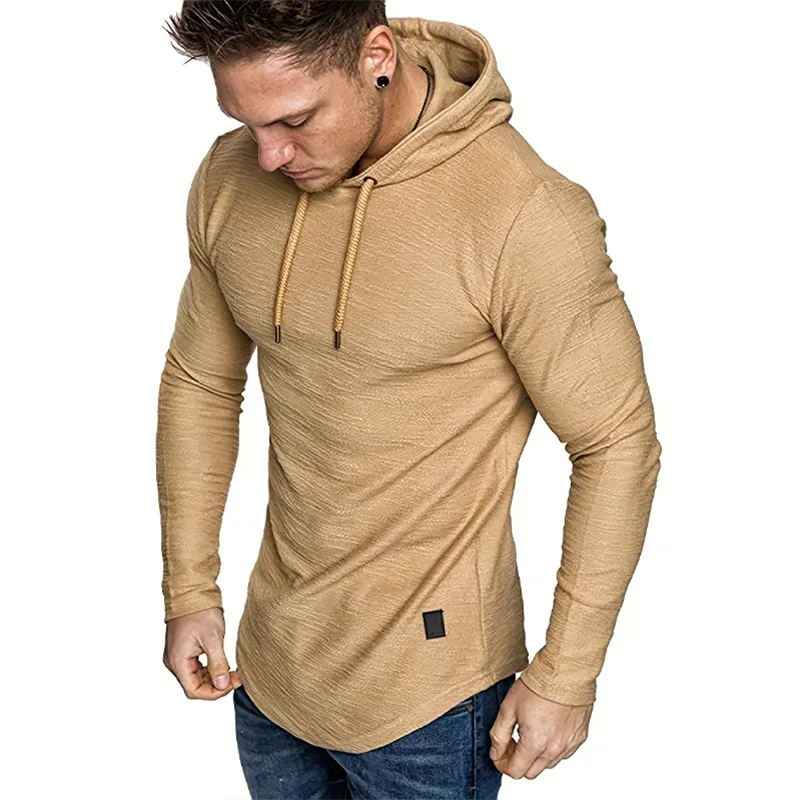 New Spring Autumn Streetwear Fashion Outwear Men's Soild Color Hooded Sweatshirt Hoodies Casual Loose Thin Coats