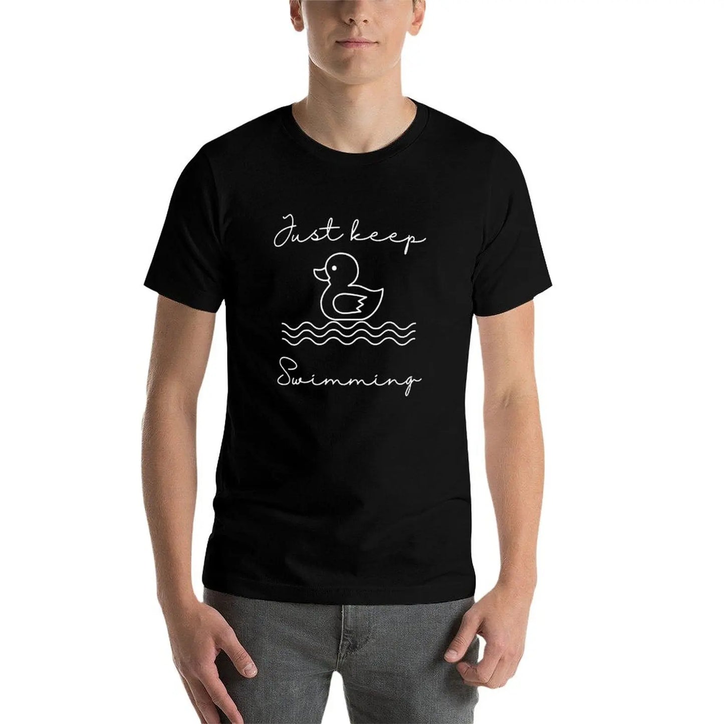 Duck swimming - Just keep swimming T-Shirt vintage clothes customizeds new edition anime stuff workout shirts for men