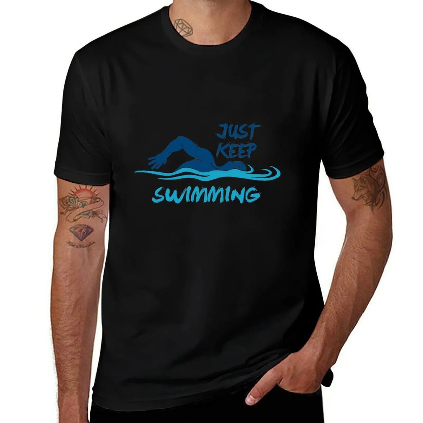 Just Keep Swimming - Funny Swim Sport Swimmer Gift T-Shirt designer shirts sweat anime stuff men workout shirt