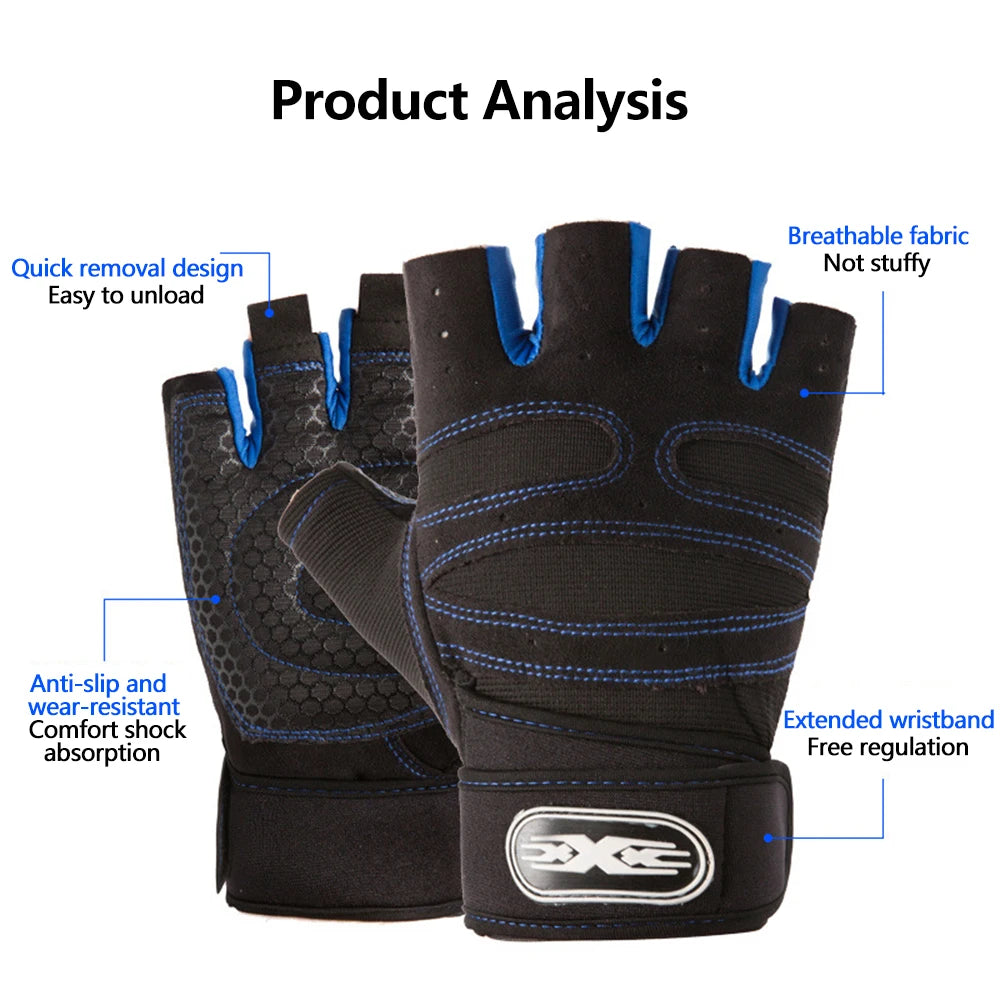 Cycling Half Finger Gloves Anti-Slip MTB Bike Gloves Outdoor Fitness Heavyweight Training Fingerless Gloves Cycling Equipment