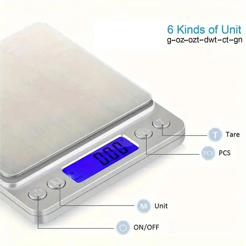 1pc Digital Kitchen Scale Mini Pocket Stainless Steel Precision Jewelry Electronic Scale Food Baking Scale Kitchen Gadgets