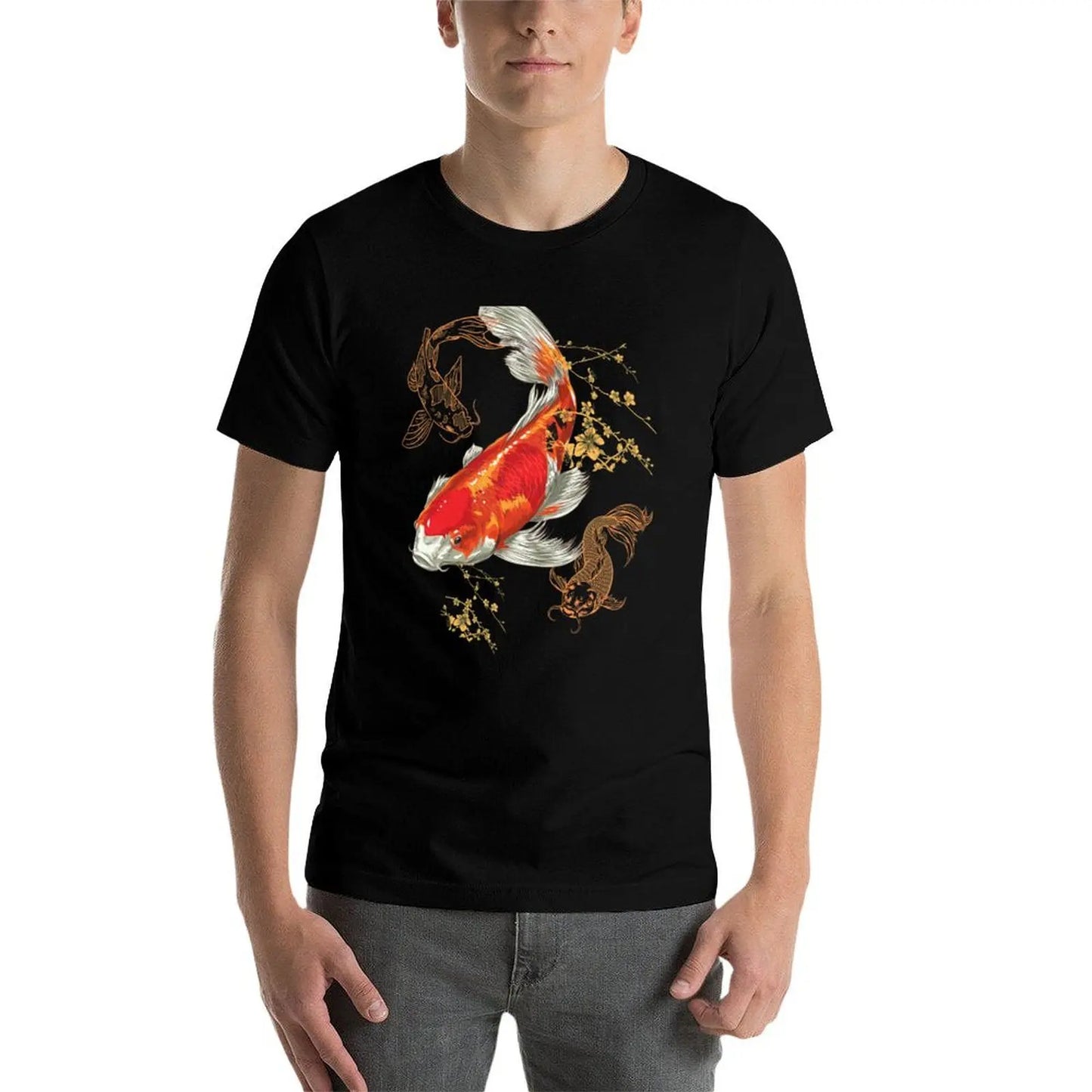 Beautiful Colorful Koi Fish Swimming Design T-Shirt anime stuff anime sublime quick-drying mens graphic t-shirts hip hop