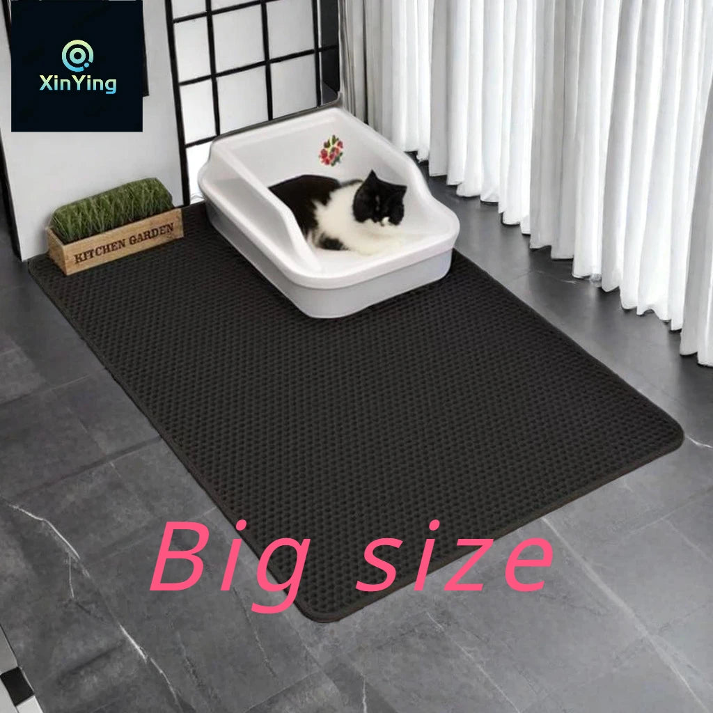 Cat Litter Mat,Double Layer Pet Non-slip Large Litter Filter Mat,Wear-resistant Waterproof Litter Cat Mat,Cat Box Use Pad