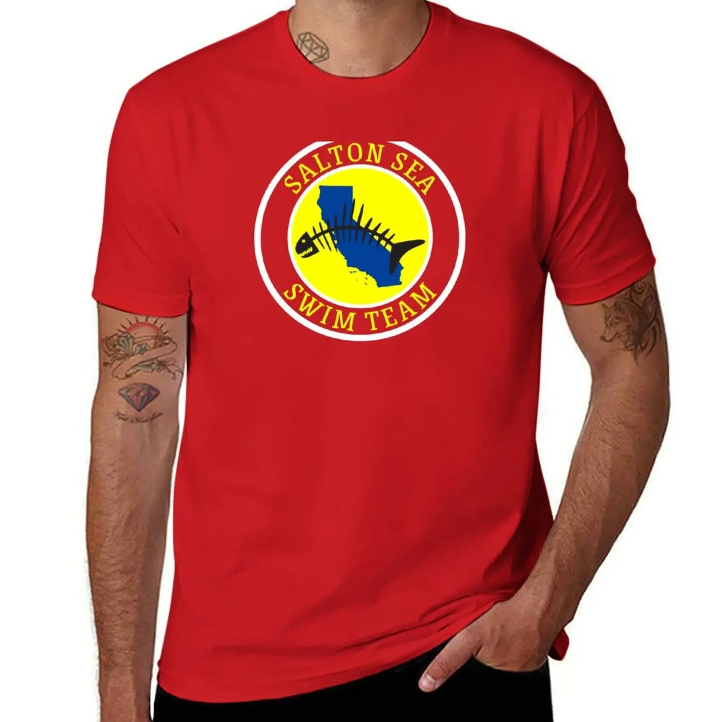 Salton Sea Swim Team Funny T-Shirt Short sleeve tee blue archive plain anime stuff mens graphic t-shirts pack