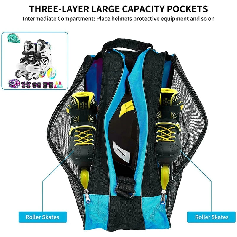 Portable Roller Skates Bag Ice Skating Bag Large Capacity Breathable Kids Inline Skates Bag Skates Storage Bag Skating Shoes Bag