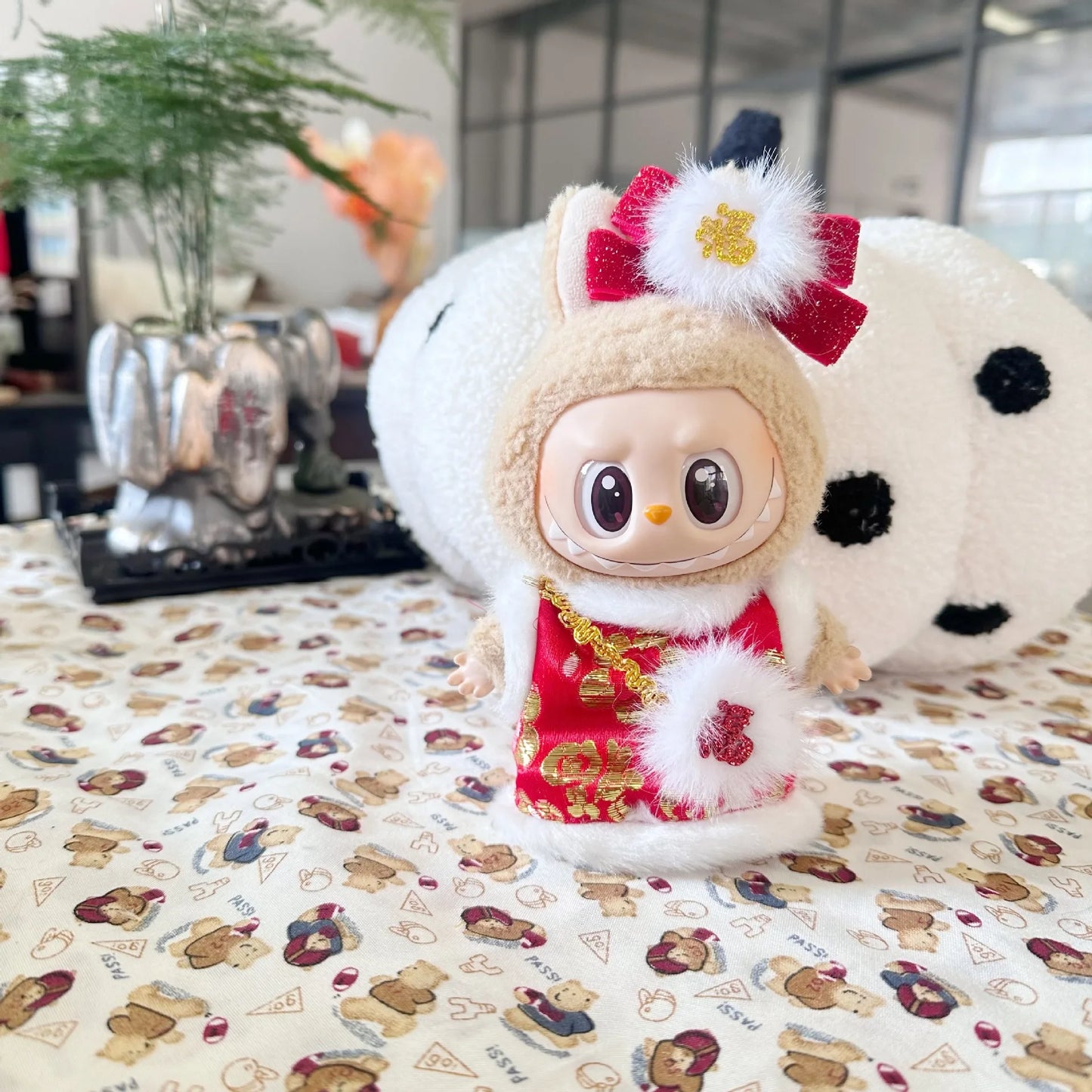 Labubu Clothes 17cm Labubu Clothes Red Festive Attire Great Red Awakening Lion Clothes Dolls Accessories Labubu Ropa