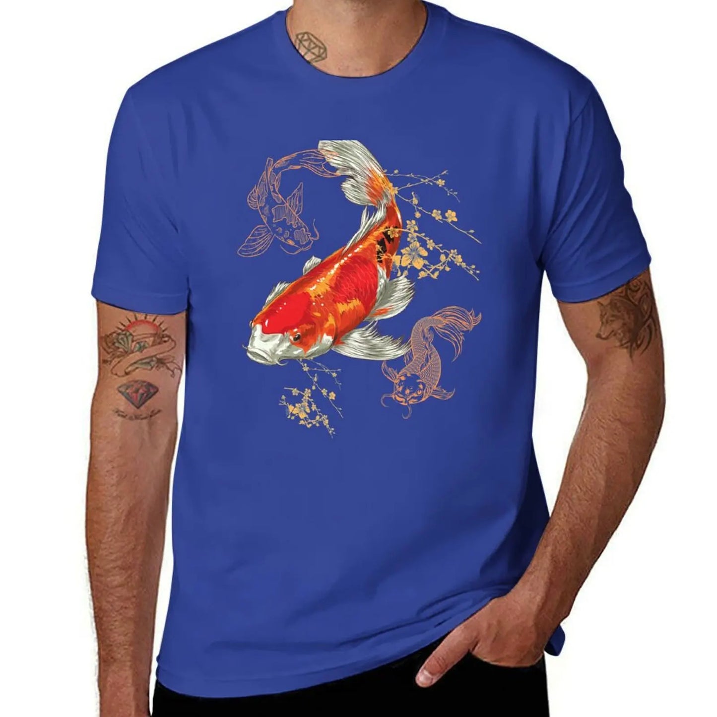 Beautiful Colorful Koi Fish Swimming Design T-Shirt anime stuff anime sublime quick-drying mens graphic t-shirts hip hop