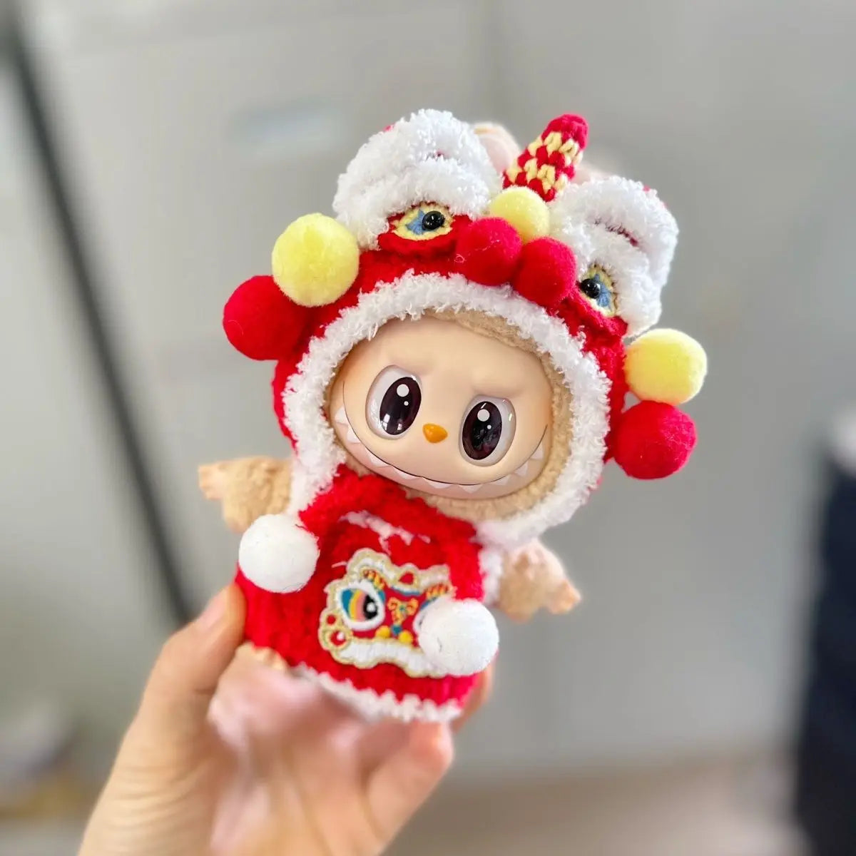 Labubu Clothes 17cm Labubu Clothes Red Festive Attire Great Red Awakening Lion Clothes Dolls Accessories Labubu Ropa