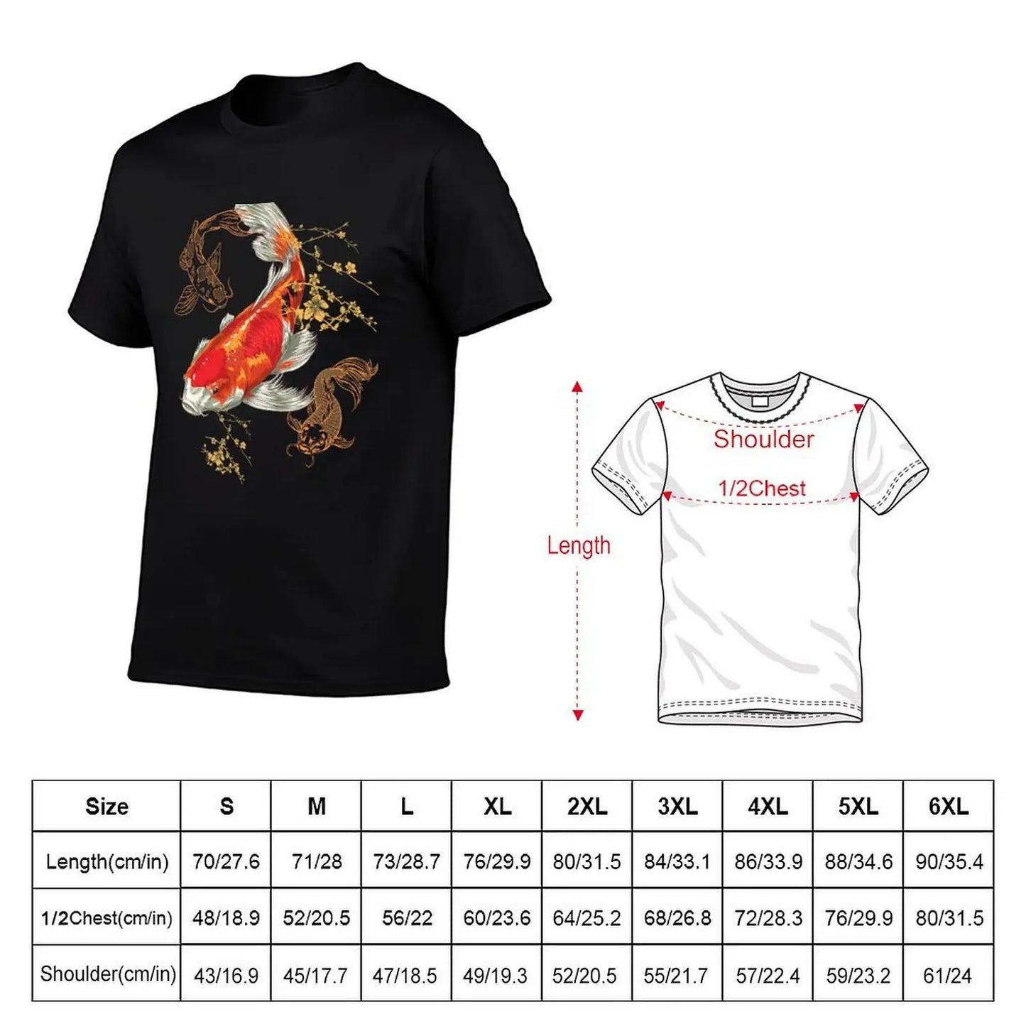 Beautiful Colorful Koi Fish Swimming Design T-Shirt anime stuff anime sublime quick-drying mens graphic t-shirts hip hop
