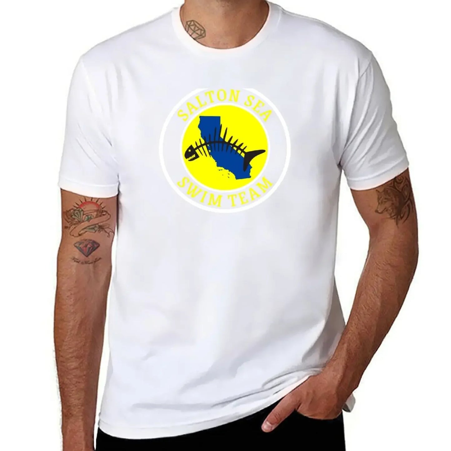 Salton Sea Swim Team Funny T-Shirt Short sleeve tee blue archive plain anime stuff mens graphic t-shirts pack