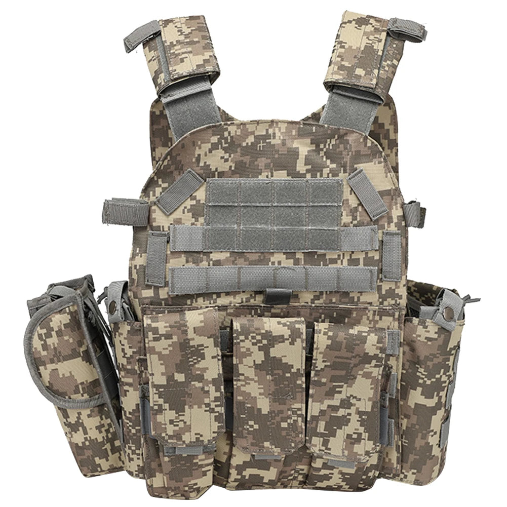 Nylon Chest Rig Molle Vest Multi-Functional Camouflage Molle Waistcoat Adjustable Men Women Combat Equipment for Outdoor Cycling