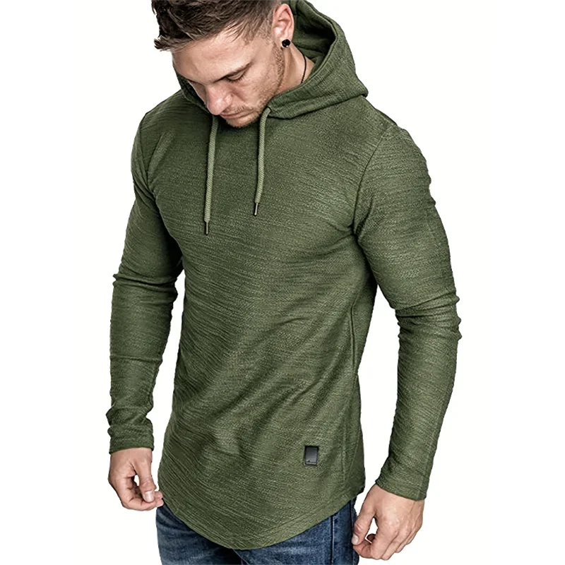 New Spring Autumn Streetwear Fashion Outwear Men's Soild Color Hooded Sweatshirt Hoodies Casual Loose Thin Coats
