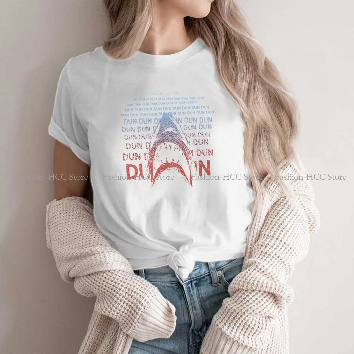Jaws Theme Swimming Style Polyester TShirt Shark Wild Animal Comfortable Creative Graphic T Shirt Stuff