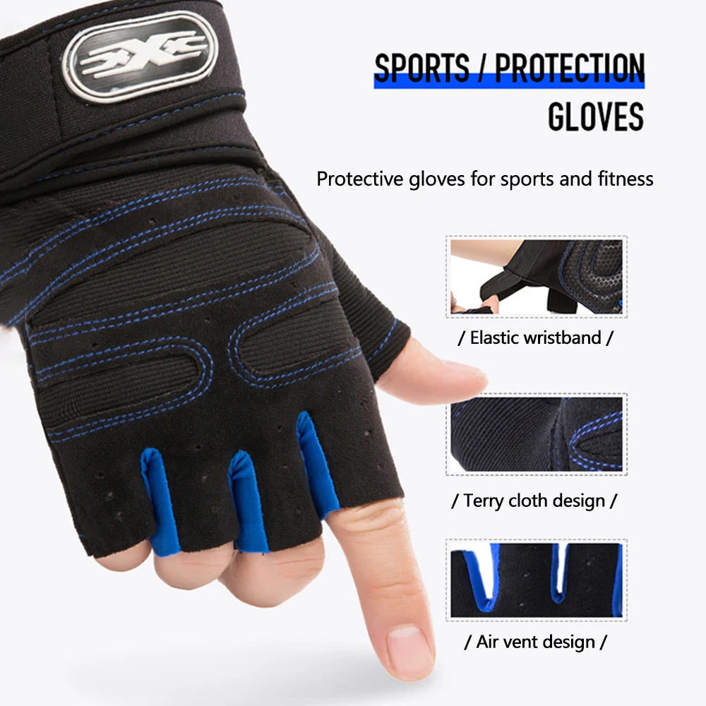 Cycling Half Finger Gloves Anti-Slip MTB Bike Gloves Outdoor Fitness Heavyweight Training Fingerless Gloves Cycling Equipment