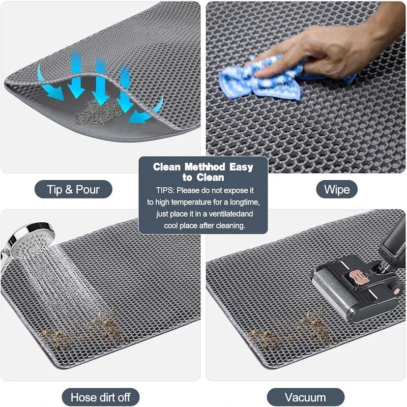 Cat Litter Mat,Double Layer Pet Non-slip Large Litter Filter Mat,Wear-resistant Waterproof Litter Cat Mat,Cat Box Use Pad