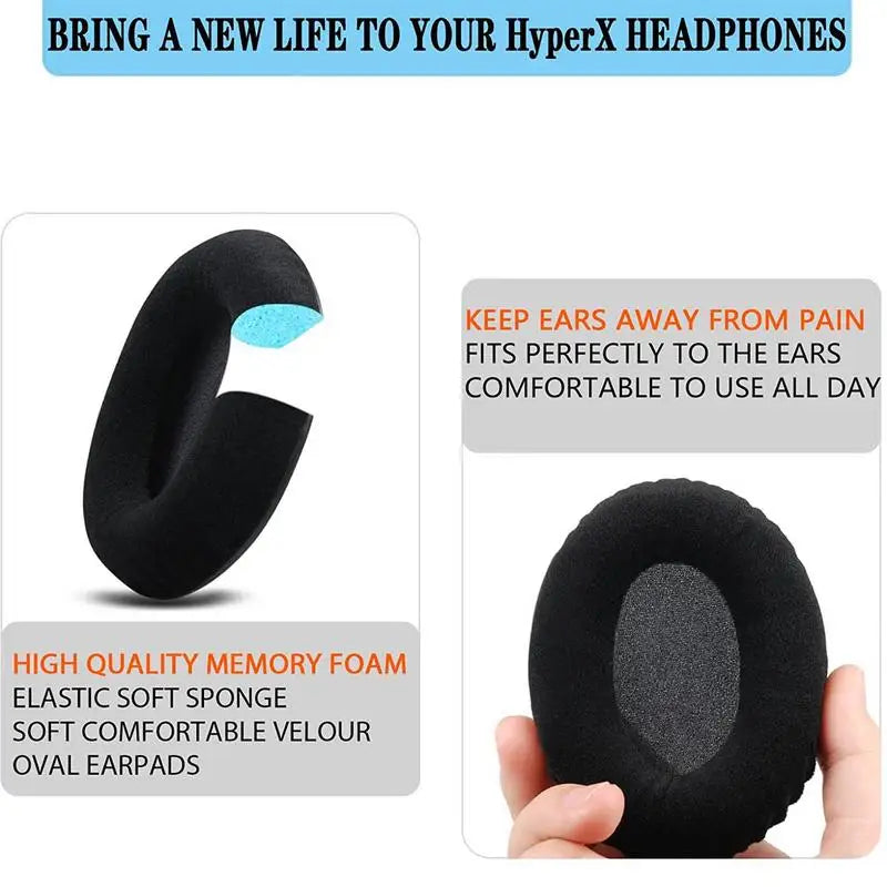 Oval Headphone Earpads Replacement Soft Faux Leather Memory Foam Cover Full-Size Earpads Earphone Earmuff Cloud2 Hscp Flight