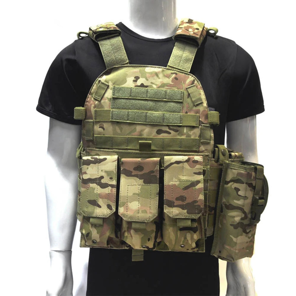 Nylon Chest Rig Molle Vest Multi-Functional Camouflage Molle Waistcoat Adjustable Men Women Combat Equipment for Outdoor Cycling