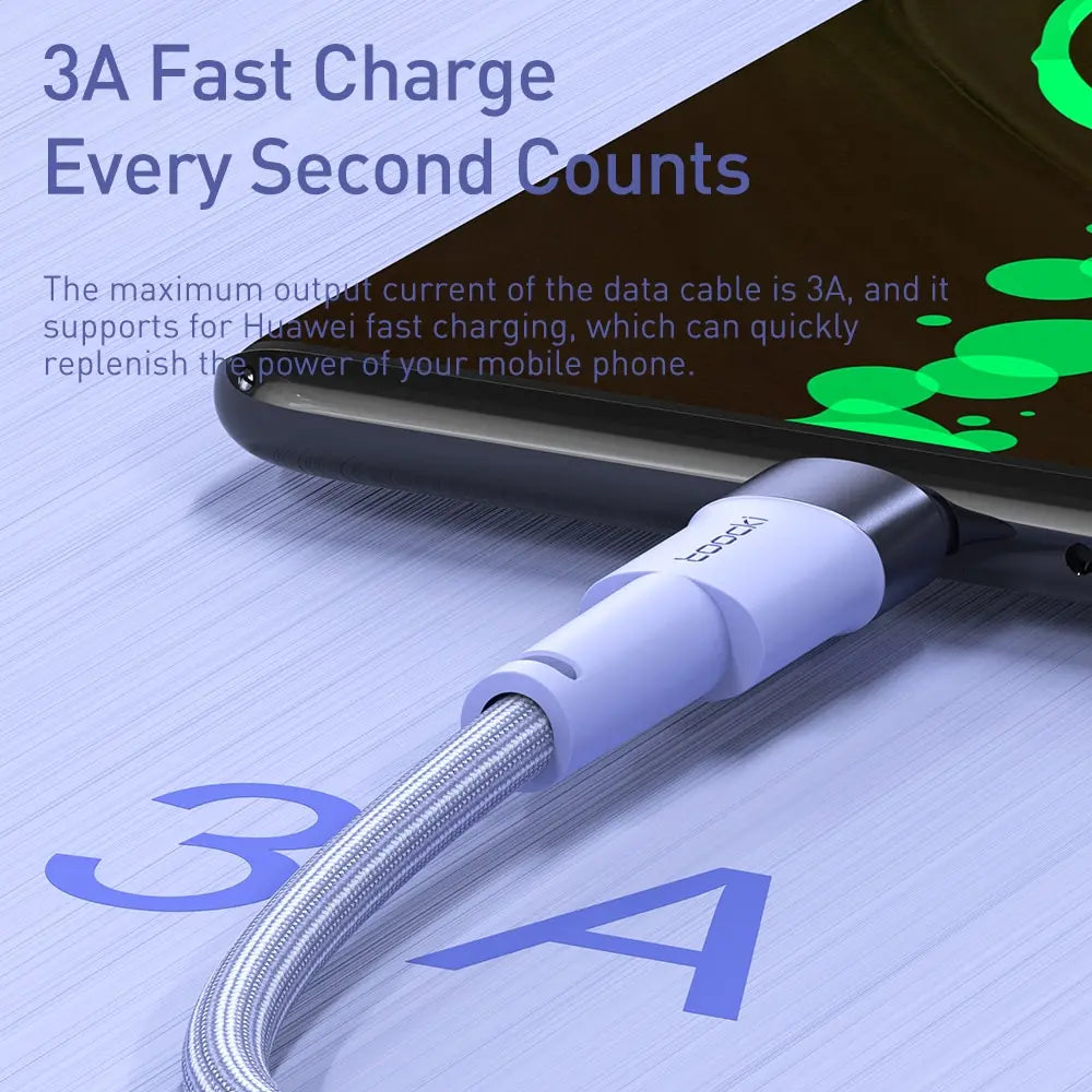 Toocki 2 Pack 3A USB C Cable Type C For Xiaomi 12t Pro Realme Redmi Note 12 Pro Poco F3 X4 GT Fast Charging Cable Data Cord Wire