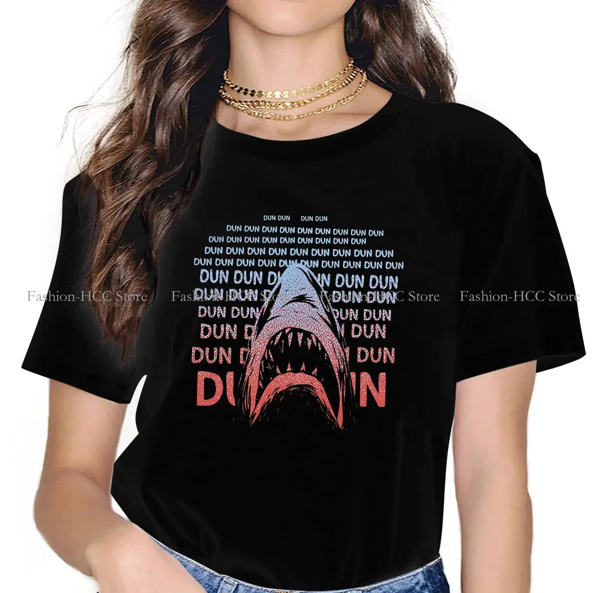 Jaws Theme Swimming Style Polyester TShirt Shark Wild Animal Comfortable Creative Graphic T Shirt Stuff