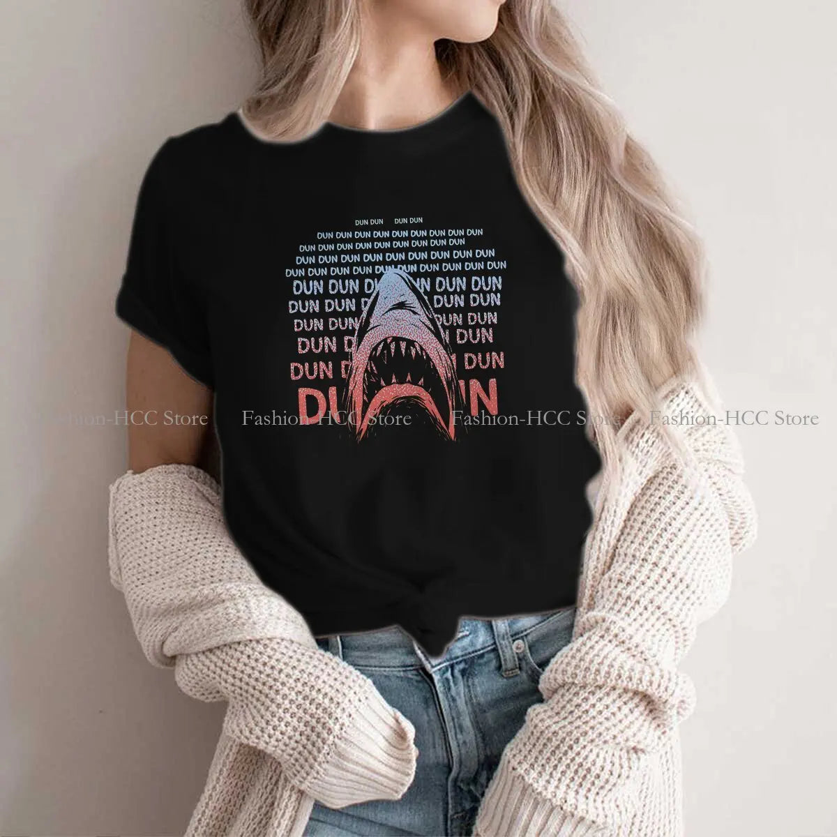 Jaws Theme Swimming Style Polyester TShirt Shark Wild Animal Comfortable Creative Graphic T Shirt Stuff