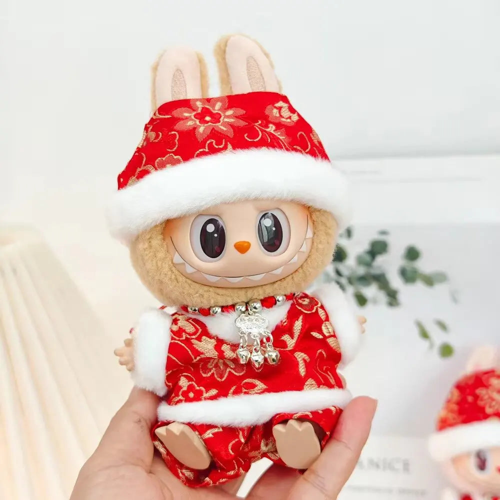 Labubu Clothes 17cm Labubu Clothes Red Festive Attire Great Red Awakening Lion Clothes Dolls Accessories Labubu Ropa