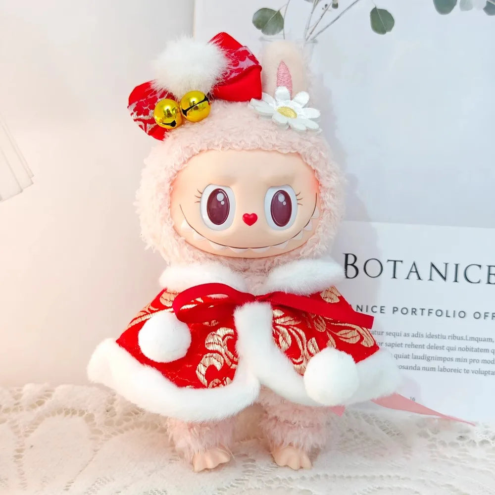 Labubu Clothes 17cm Labubu Clothes Red Festive Attire Great Red Awakening Lion Clothes Dolls Accessories Labubu Ropa