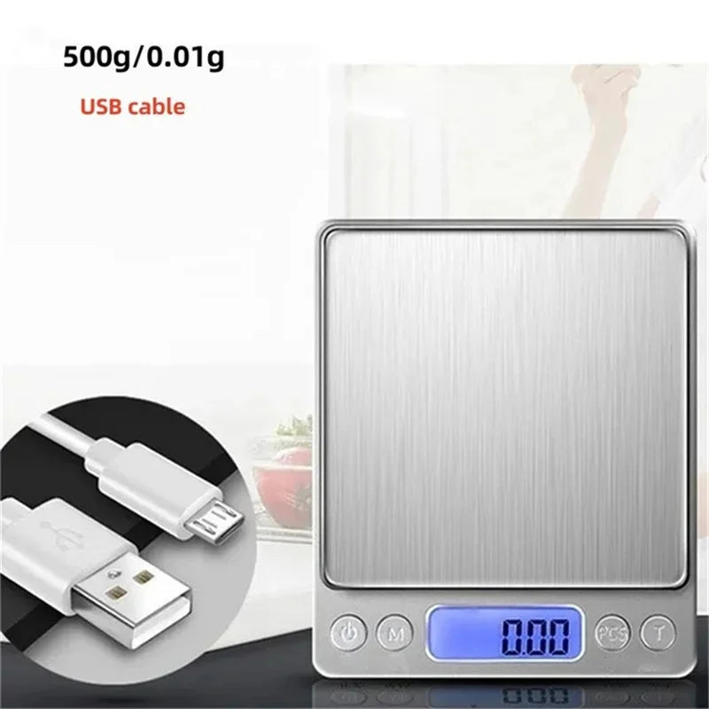 1pc Digital Kitchen Scale Mini Pocket Stainless Steel Precision Jewelry Electronic Scale Food Baking Scale Kitchen Gadgets