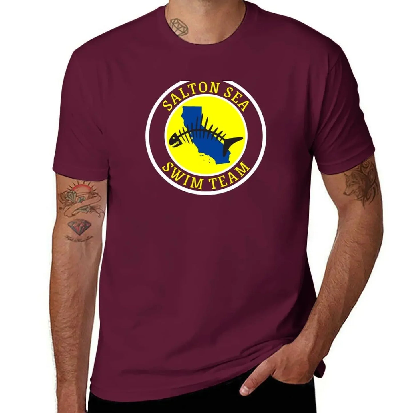Salton Sea Swim Team Funny T-Shirt Short sleeve tee blue archive plain anime stuff mens graphic t-shirts pack