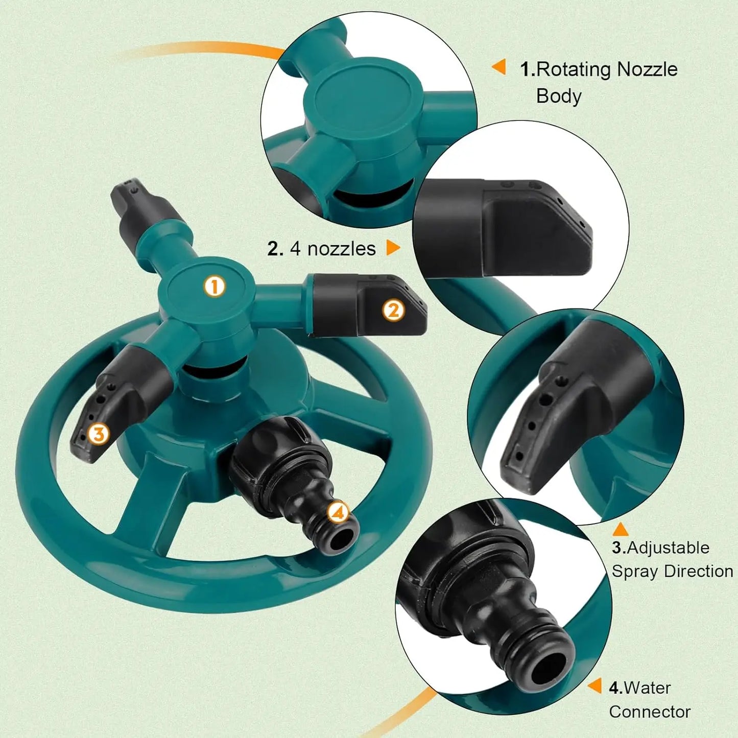 Sprinkler Nozzle 360 Degree Automatic Rotating Water Spray Garden Lawn Automatic Sprinkler Garden Watering Irrigation Supplies
