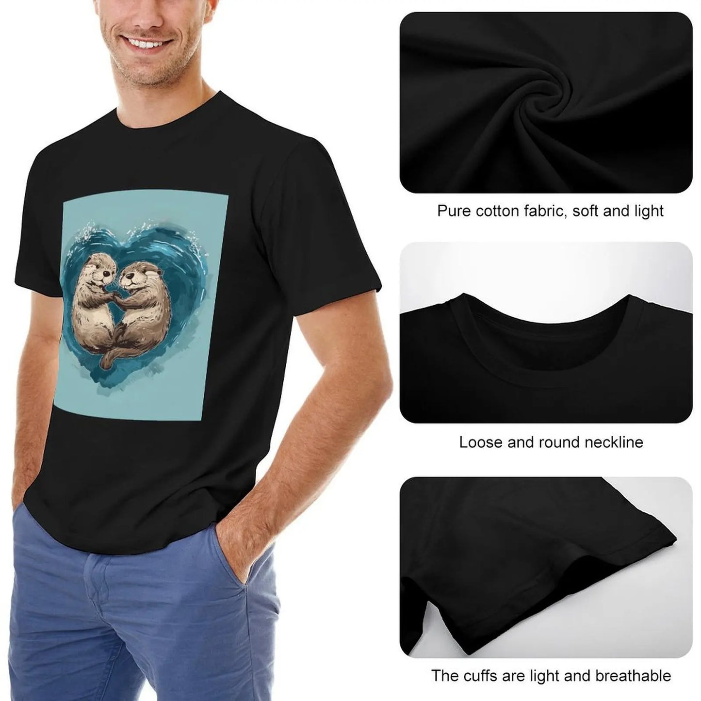 A Whole Otter Love - Otters Swimming Together T-Shirt sweat cheap stuff black t shirts for men