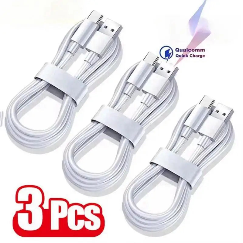 3PCS Type C Super Fast Charging Cable Data Cord For Samsung Huawei Xiaomi Redmi Quick Charing USB C Cables
