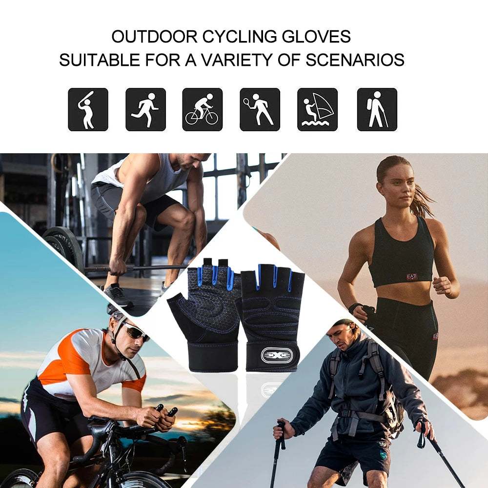 Cycling Half Finger Gloves Anti-Slip MTB Bike Gloves Outdoor Fitness Heavyweight Training Fingerless Gloves Cycling Equipment