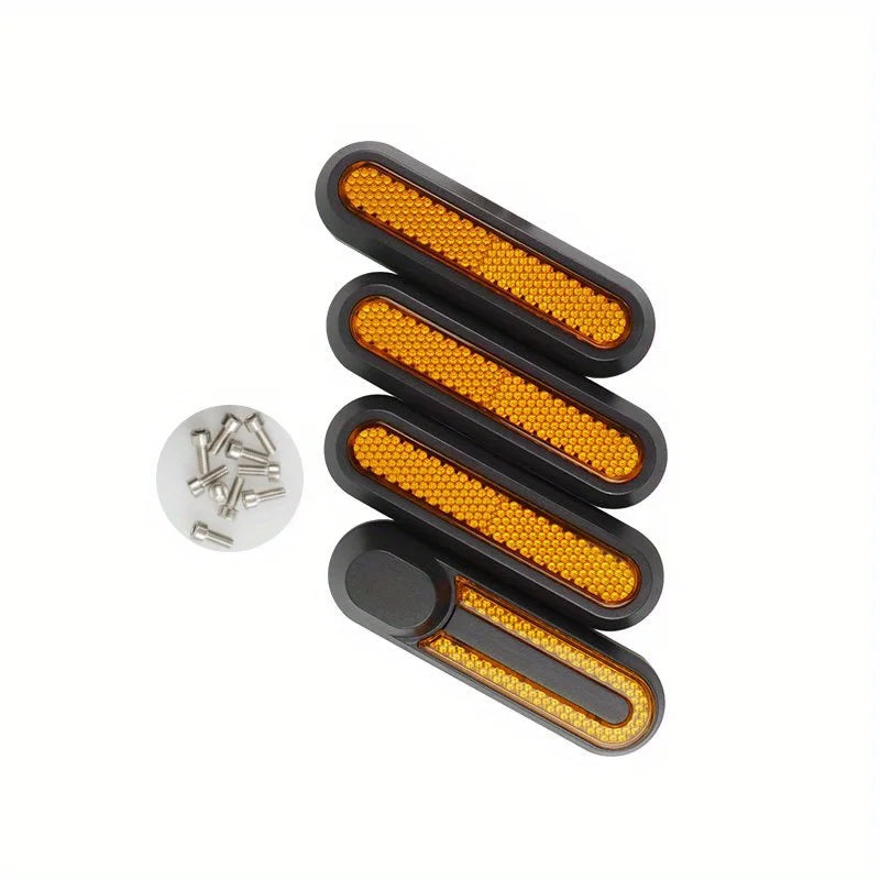 1 set of reflective strip skateboard wheel hub cover with screws rear wheel protection decorative shell for M365/PRO/PRO2