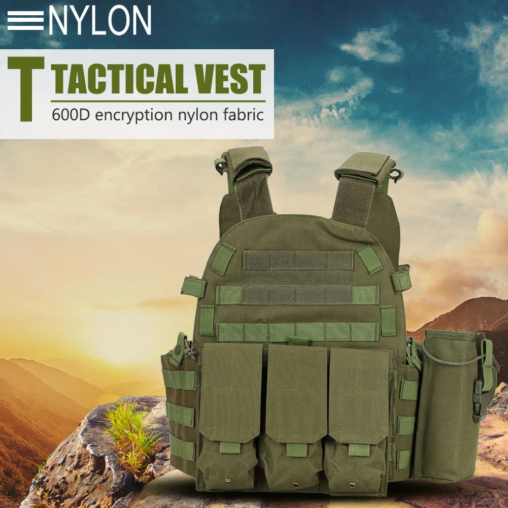 Nylon Chest Rig Molle Vest Multi-Functional Camouflage Molle Waistcoat Adjustable Men Women Combat Equipment for Outdoor Cycling