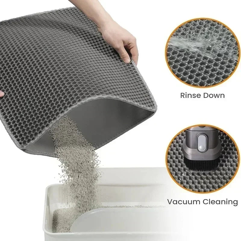Cat Litter Mat,Double Layer Pet Non-slip Large Litter Filter Mat,Wear-resistant Waterproof Litter Cat Mat,Cat Box Use Pad