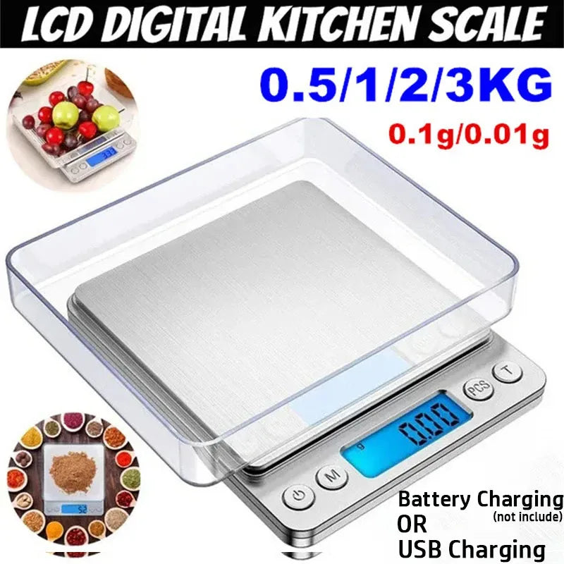 1pc Digital Kitchen Scale Mini Pocket Stainless Steel Precision Jewelry Electronic Scale Food Baking Scale Kitchen Gadgets