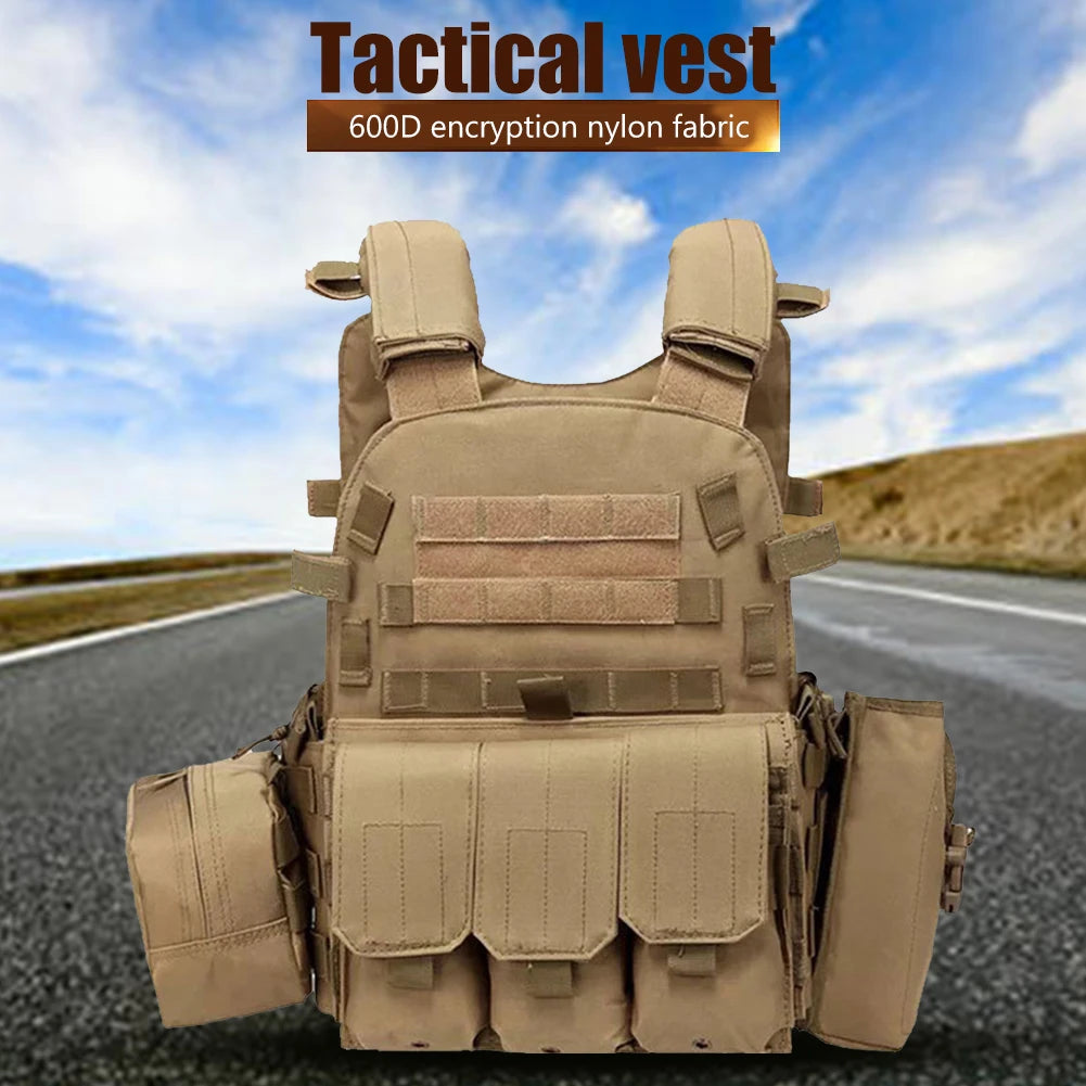 Nylon Chest Rig Molle Vest Multi-Functional Camouflage Molle Waistcoat Adjustable Men Women Combat Equipment for Outdoor Cycling