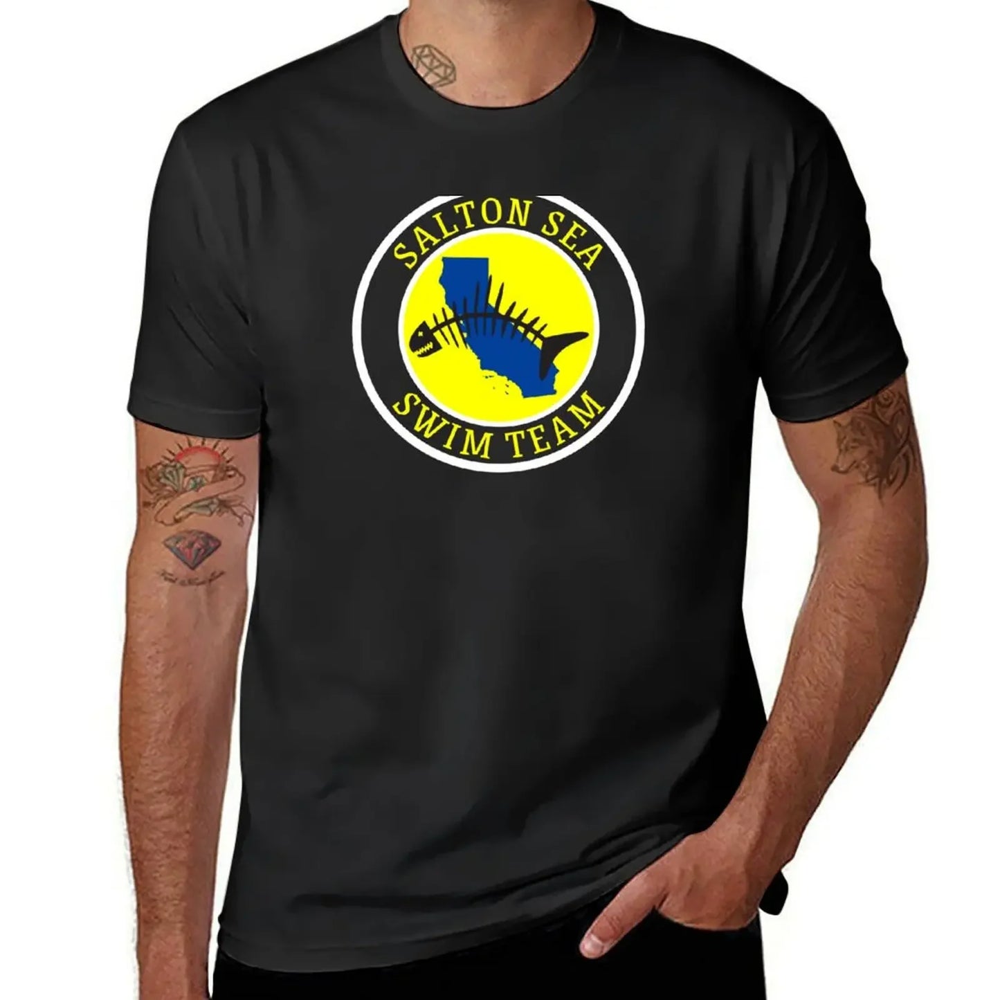 Salton Sea Swim Team Funny T-Shirt Short sleeve tee blue archive plain anime stuff mens graphic t-shirts pack