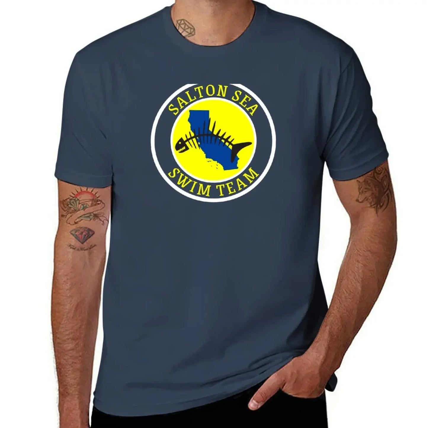 Salton Sea Swim Team Funny T-Shirt Short sleeve tee blue archive plain anime stuff mens graphic t-shirts pack