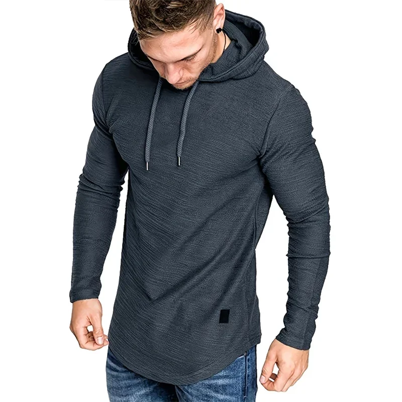 New Spring Autumn Streetwear Fashion Outwear Men's Soild Color Hooded Sweatshirt Hoodies Casual Loose Thin Coats