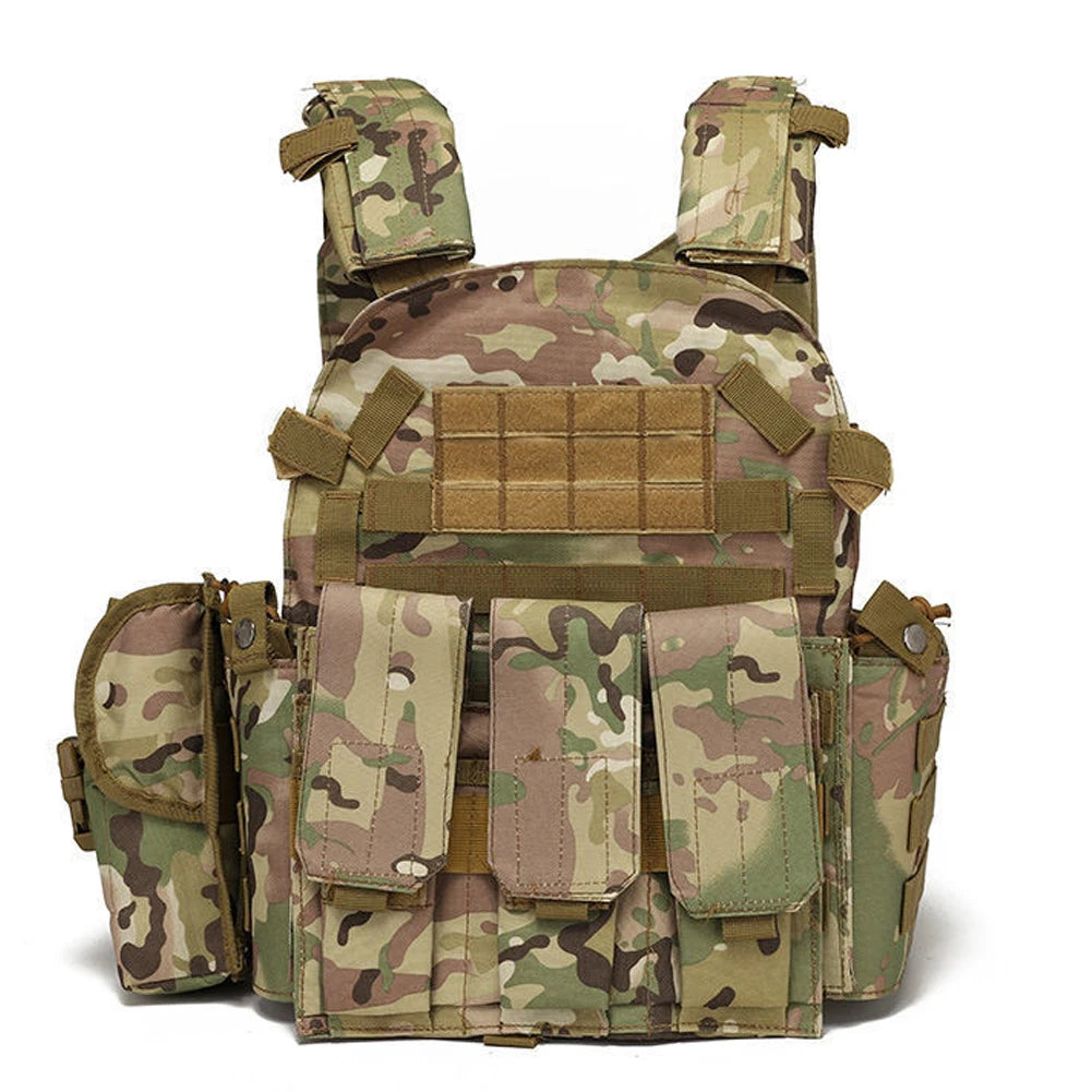 Nylon Chest Rig Molle Vest Multi-Functional Camouflage Molle Waistcoat Adjustable Men Women Combat Equipment for Outdoor Cycling