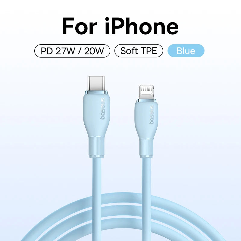 Baseus USB C Cable For IPhone 14 13 12 11 pro Max XS 20W Fast Charging Cable Type C Date Wire For iPad Macbook TPE