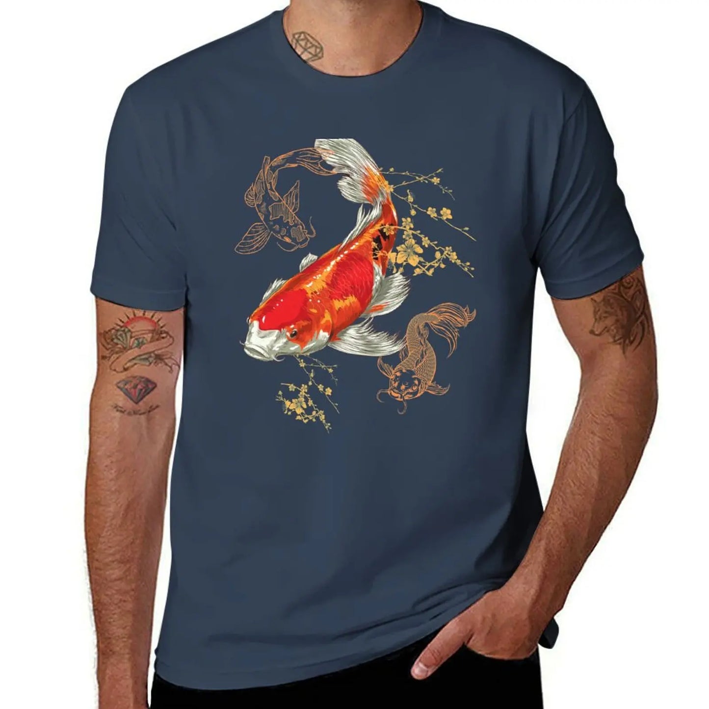 Beautiful Colorful Koi Fish Swimming Design T-Shirt anime stuff anime sublime quick-drying mens graphic t-shirts hip hop